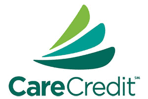 CareCredit logo with three overlapping green swooshes above the name.